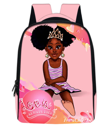 Little brown skin girl backpack w/pencil case (TODDLER SIZE)