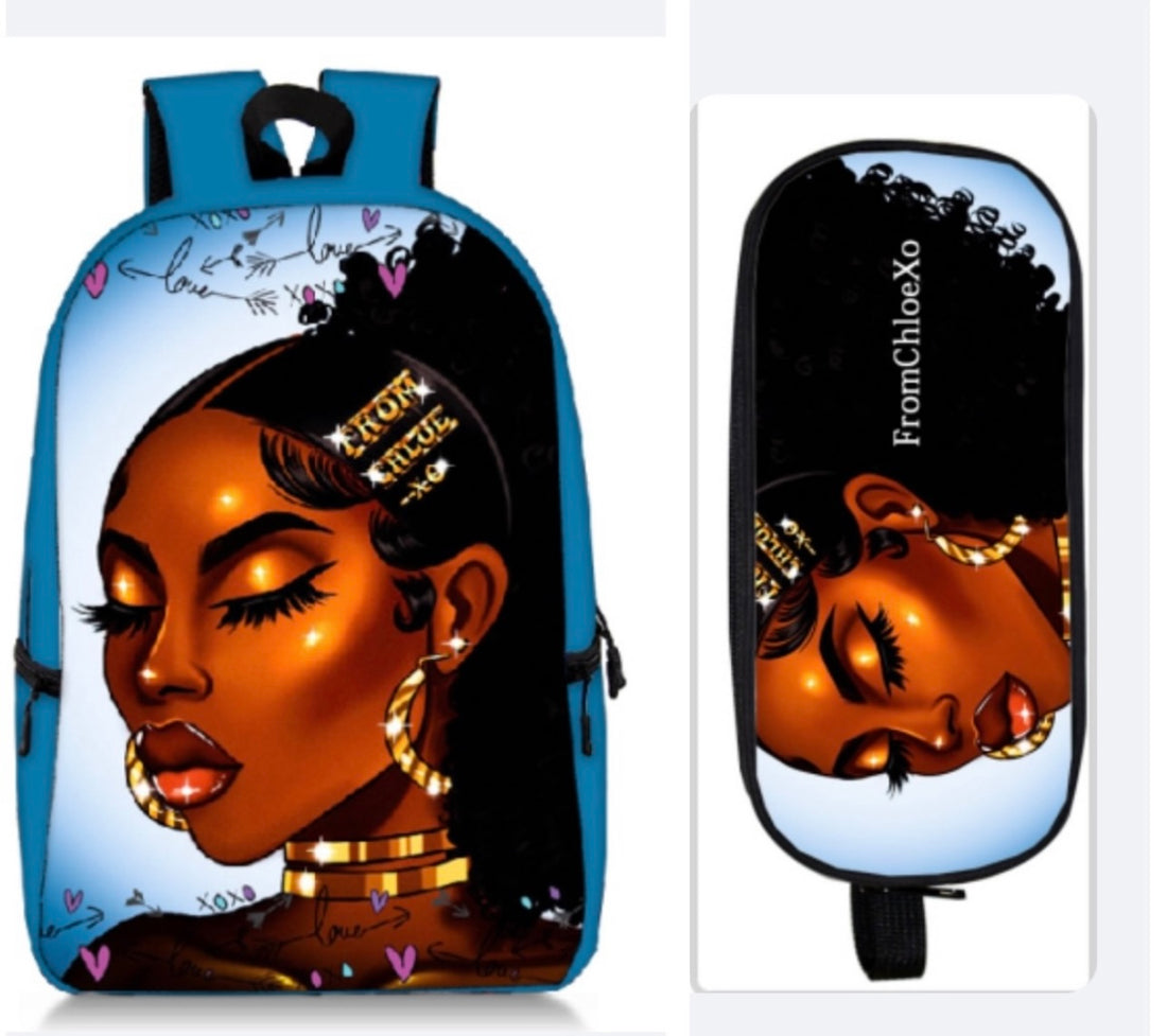 Queen vibes backpack w/pencil case